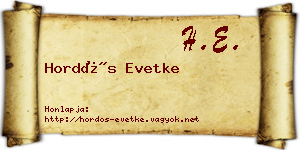 Hordós Evetke névjegykártya